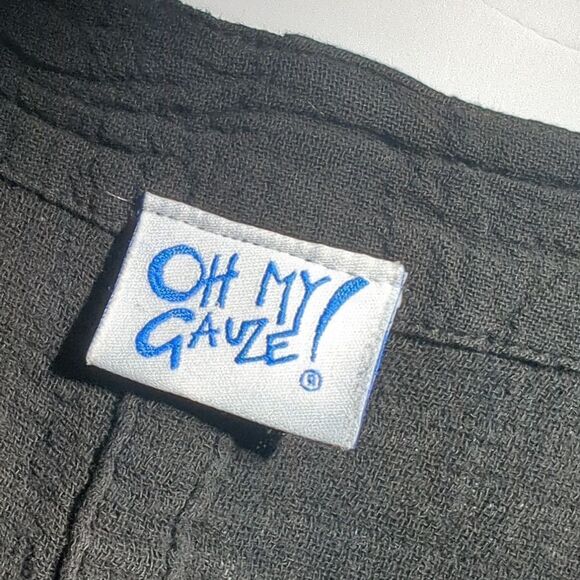 Oh My Gauze Top Womens Small/Medium Black Button Front Topper Cotton Boho - Picture 5 of 9